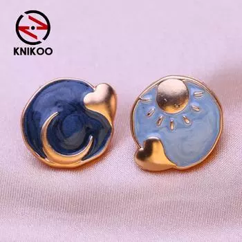 KNIKOO серьги с геометрическим узором для женщин, модные серьги с изображением Солнца и Луны, ювелирные изделия для свадебной вечеринки, подарки, серьги A