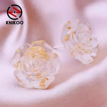 KNIKOO серьги с розами для женщин, модные серьги с цветами, ювелирные изделия для свадебной вечеринки, подарки, серьги A