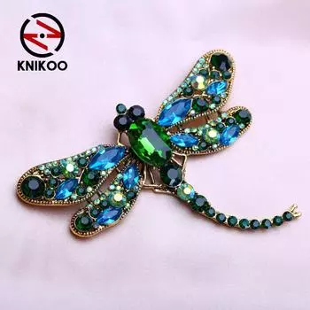 KNIKOO женская брошь в виде стрекозы, масляная булавка, модная дикая брошь зелёный