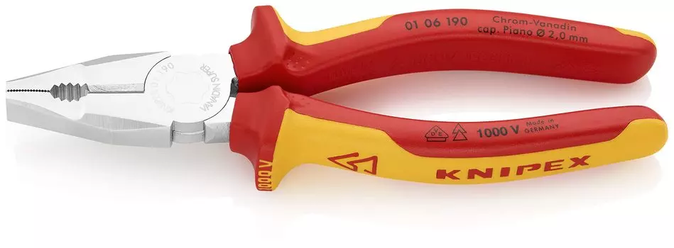 Knipex 01 06 190 Плоскогубцы комбинированные 7,48 из хром-ванадиевой стали