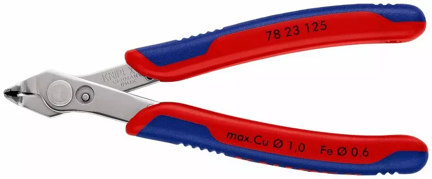 KNIPEX Precision Идеально подходит для точной резки. Суперизогнутый кончик кусачек. Общая длина 125 мм. Для электроники. Для оборудования. 60° 7823-125SB