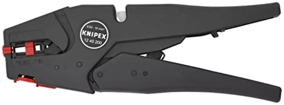 KNIPEX Self-Adjusting Wire Stripper 8-32 AWG, Black With Orange Dials and Adjustors
