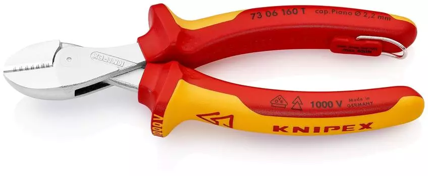 KNIPEX Щипцы KNIPEX Изолированные компактные щипцы для предотвращения падений 7306-160TBK (BK) 7306-160ТБК