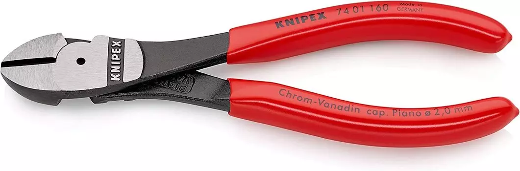 KNIPEX Сильнодействующие диагональные кусачки твердые 7401-160 (для провода) (SB)