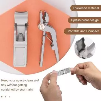 Книпсер для ногтей из нержавеющей стали с защитой от брызг, прочное прямое лезвие, широкое раскрытие губок серебряный