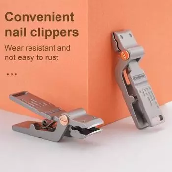 Книпсер для ногтей из нержавеющей стали с защитой от брызг, прочное прямое лезвие, широкое открытие губок, портативный серебряный