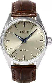 KNIS Varnish Made in Japan Автоматические часы с сапфировым стеклом и кожаным ремешком Водонепроницаемость 10 АТМ Механические Мужские коричневые цвета шампанского и золота KN001-SGBRLE коричневый