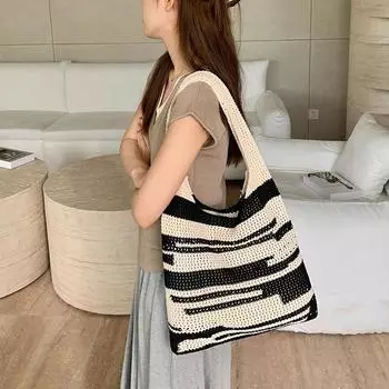 Вязаная сумка, плетеная сумка, простая сумка, женская, превосходная, сумка через плечо коричневый