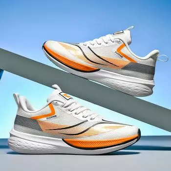 Вязаные дышащие мужские кроссовки на шнуровке, удобные кроссовки с мягкой подошвой для бега на открытом воздухе, весны и лета, амортизация, ходьба 39