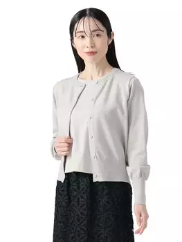 Knit x Cardigan GREIGE FREE [Beams Heart] L/S P/Sleeveless T-shirt Women s