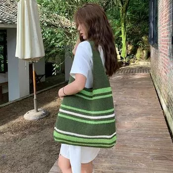 Вязаная сумка вместительная женская сумка для пожилых людей Niche All-in-one сумка через плечо плетеная женская сумка хаки