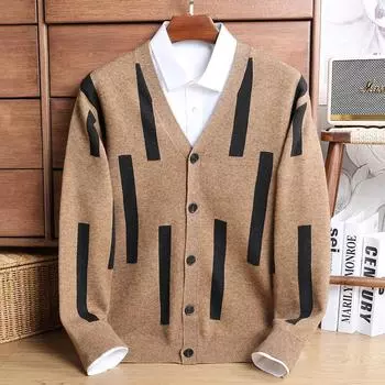 Вязаный кардиган, куртка мужская, осень и зима, утолщенный свободный трендовый свитер, британский ленивый стиль, внешняя нить, пальто M серый
