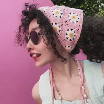 Knitted Crochet Headband Headwrap Triangle Scarf Headband Women Hair Scarf Triangle Bandana Turban C