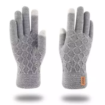 Knitted Gloves Men s Larger Plush Velvet Thick Wool In Autumn and Winter Warm Driving Outdoors Touch Screen Gloves