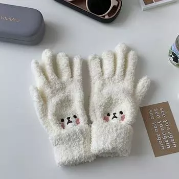 Knitted Gloves Plus Velvet Bear Full finger Gloves Gloves Wool Mittens Female Gloves
