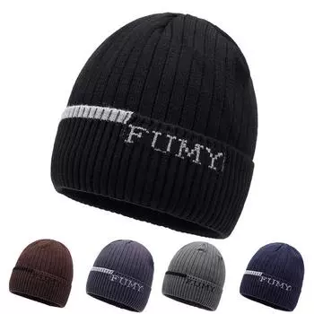 Knitted Hat Men s Autumn Winter Wool Hat Outdoor Sports Coldproof Warm Knitted Hat светло-серый