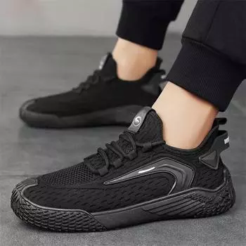 Knitted Mesh Men Shoes Cycling Fitness Sneakers Male Outdoor Running Sneaker Non-slip Sports Walking Shoe Jogging Casual Shoes EUR 39 чёрный