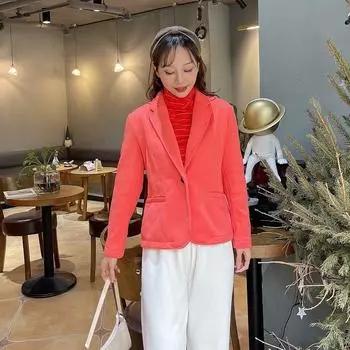 Knitted plus Fluff Heattech European and American Leisure Special Suit Orange Red SP