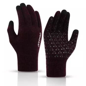 Вязаные Теплые Зимние Утолщенные Флисовые Противоскользящие Шерстяные Плюшевые Перчатки для Велоспорта на Открытом Воздухе с Сенсорным Экраном, Износостойкие, Дышащие, Ветрозащитные one size fits all