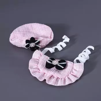 Knitted Woolen Flower Bud Hat Bow Lace Pet Cat Dog Set Dog Pet Accessories Dog One Size