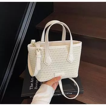Knitted woven bags women s summer new niche design is now popular messenger bucket bags