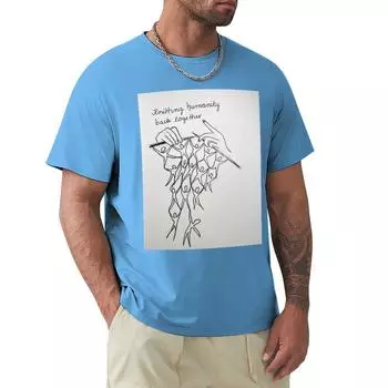 Knitting Humanity Back Together T-Shirt Blue Archive Boys Whites Custom Shirt Mens T Shirts S средний синий