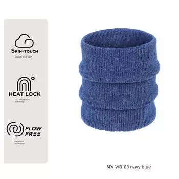 Knitting Outdoor Sports Ruidong Ski Stuffed Hat Heattech Winter Neck Warmer Cycling. Pile Heap Cap Integrated Windproof MX-WB-03 navy blue All yards