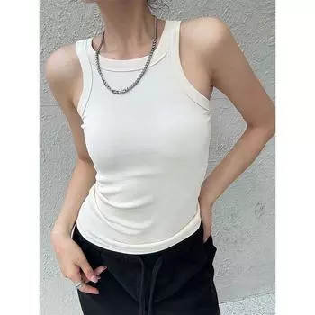 Knitting Women s Summer Silm Sleeveless Chic I-Shaped Vest Apricot M