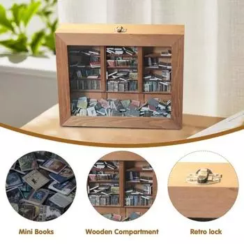 Книжная полка Anxiety с 200 мини-книгами Shake Away Anxiety Миниатюрная книжная полка из дерева Карман