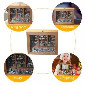 Книжная полка Anxiety с 200 мини-книгами Shake Away, миниатюрная книжная полка Anxiety, деревянный карманный книжный шкаф, украшение, подарок любителю книг