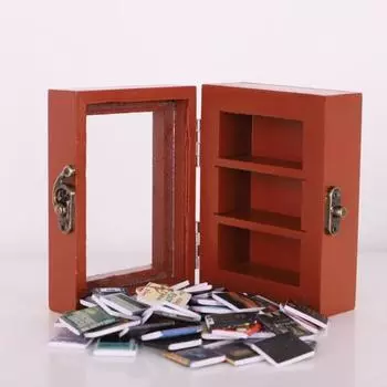 Книжная полка Anxiety с 60 моделями мини-книг Stress Relief Миниатюрный навесной книжный шкаф