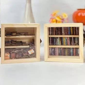 Книжная полка Anxiety с 60 моделями мини-книг Stress Relief Миниатюрный навесной книжный шкаф