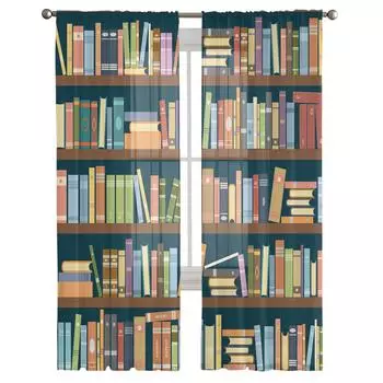 Книжная полка, библиотека, прозрачные шторы для гостиной, окна, тюлевые шторы для спальни, кухни, украшения дома, вуаль, шторы W135 x H115cm x1