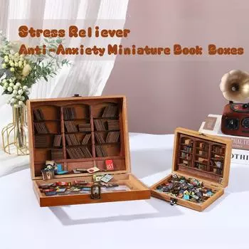 Книжная полка для снятия стресса, миниатюрные книжные коробки, витрина, подарки для любителей книг One Size