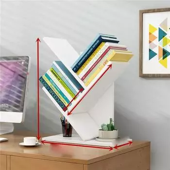 Книжная полка из цельного дерева, 3-х уровневая, экономящая место, органайзер для хранения книг, полки для офиса белый