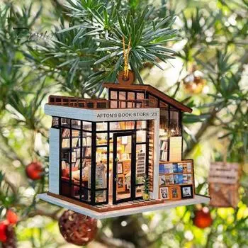 Книжная полка рождественские украшения 2D плоские акриловые книжный магазин украшение рождественская елка подвесное украшение для любителей книг подарки A