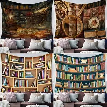 Книжная полка, украшение для библиотеки, гобелен, украшение для дома, стены, офиса, гостиной, гобелен 100x75cm