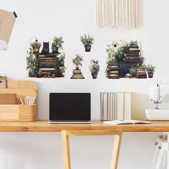 Книжная полка в горшке спальня гостиная кабинет мебель фон украшения стены наклейки 40*60CM/fun-e10