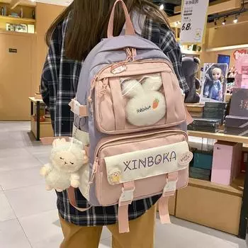 Книжная сумка Студенческий рюкзак Контрастный цветной дорожный рюкзак