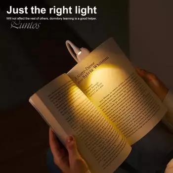 Книжный светильник с зажимом и гибким шлангом, бесступенчатая регулировка яркости, перезаряжаемая карманная светодиодная лампа для чтения для ухода за глазами для студентов белый