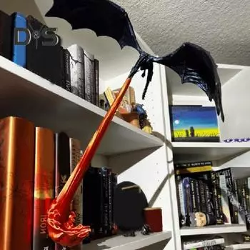 Книжный уголок с драконом и пламенем, готический летающий дракон, книжный держатель, скульптура, вставка для книжной полки, украшение, орнамент A