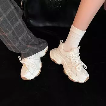 Knock soft and light~ Uncle s light running sneakers women s 2024 spring new thick-soled little dad shoes 35