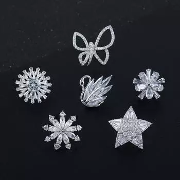 Кнопка-анти-светодиод «Кристаллический лебедь», маленькая брошь, женское чувство, слегка инкрустированная цирконием брошь, булавка для воротника, аксессуары, ниша