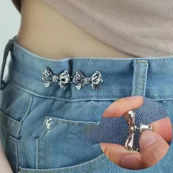 Кнопка-бантик для брюк и юбок, утягивающий пояс, регулируемая пряжка для талии для джинсов, не требующая шитья бронзовый