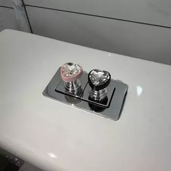 Кнопка для унитаза с драгоценным камнем в форме сердца, кнопки для бачка для воды в ванной, женские маникюрные кнопки для крышки унитаза, кнопка для смывного бачка 1