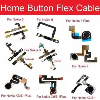 Кнопка «Домой» с датчиком отпечатков пальцев гибкий кабель для Nokia 5 6 7Plus 8 6,1 7,1 8,1 X5 X6 X7 7,1 Plus меню сенсорный датчик возврата клавиатуры For Nokia 5.1 Plus-Black