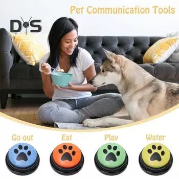Кнопка общения с собаками, кнопка разговора, кнопка дрессировки собак, кнопка повтора речи, интерактивный инструмент для разговора домашних животных синий