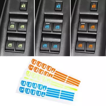 Кнопка окна автомобиля, светящаяся наклейка, ночные флуоресцентные наклейки для Volvo XC60 XC90 Toyota Renault Opel astra Nissan qashqai Peugeot 307 308 синий