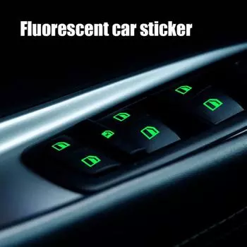 Кнопка окна автомобиля, светящаяся наклейка, переключатель подъемника, ночные флуоресцентные наклейки, наклейки для салона автомобиля, автоаксессуары