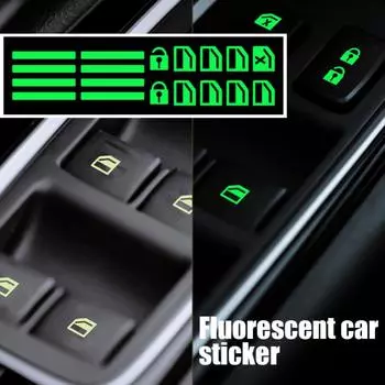 Кнопка окна автомобиля, светящаяся наклейка, переключатель подъемника, ночные флуоресцентные наклейки, наклейки для салона автомобиля, автоаксессуары